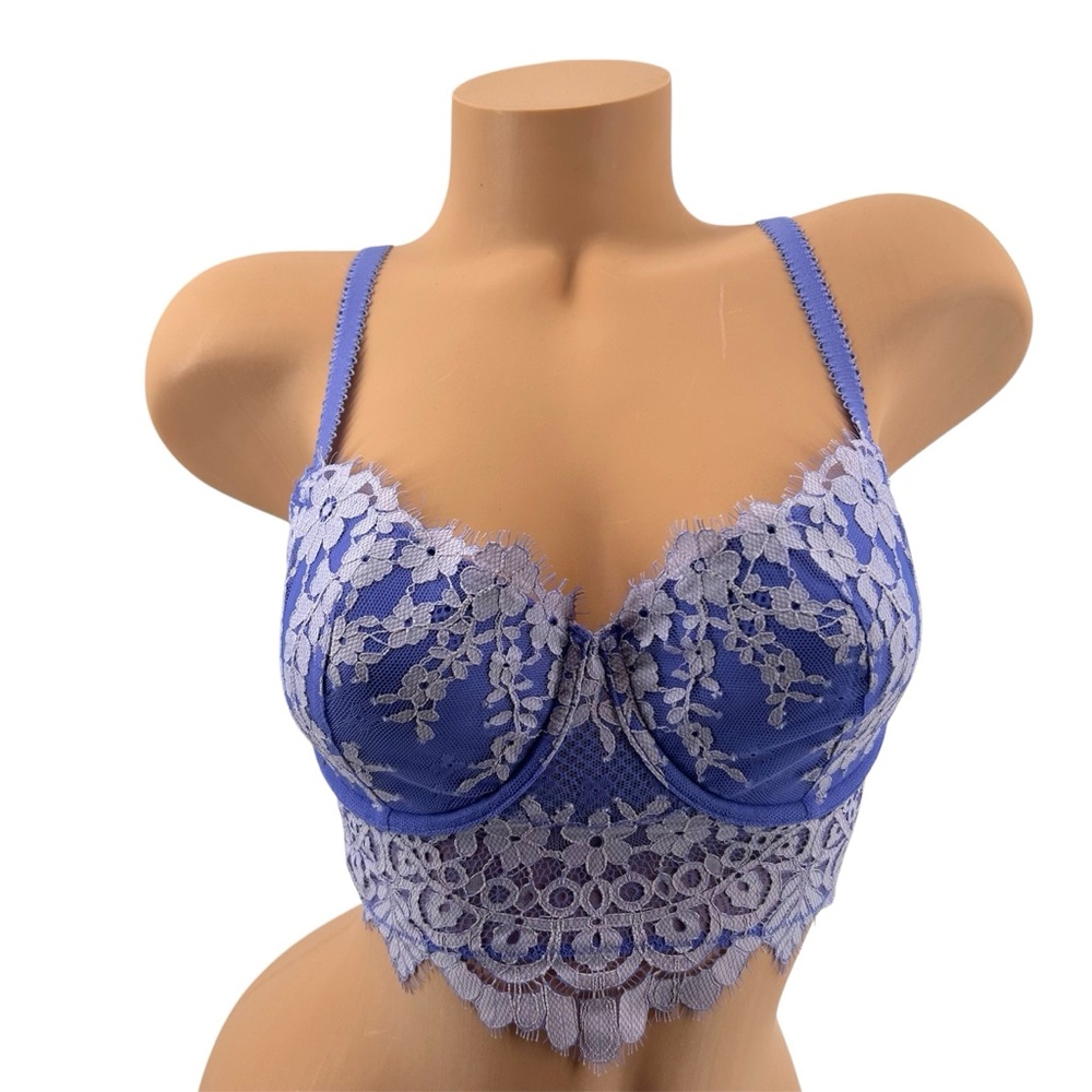 Victoria’s Secret Dream Angels Lined Demi Longline Bra Purple Lavender Size 34D - Picture 3 of 15